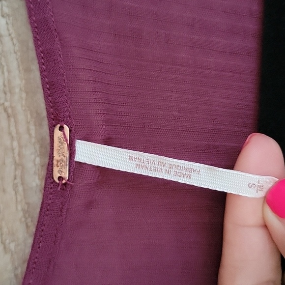 Free People Size Small Plum Day Dreaming Balloon-Sleeve Top - Picture 5 of 10